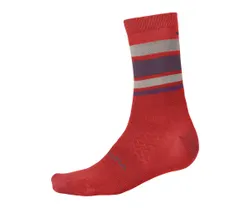 Cykelstrumpor Endura Baabaa Merino Stripe Röd